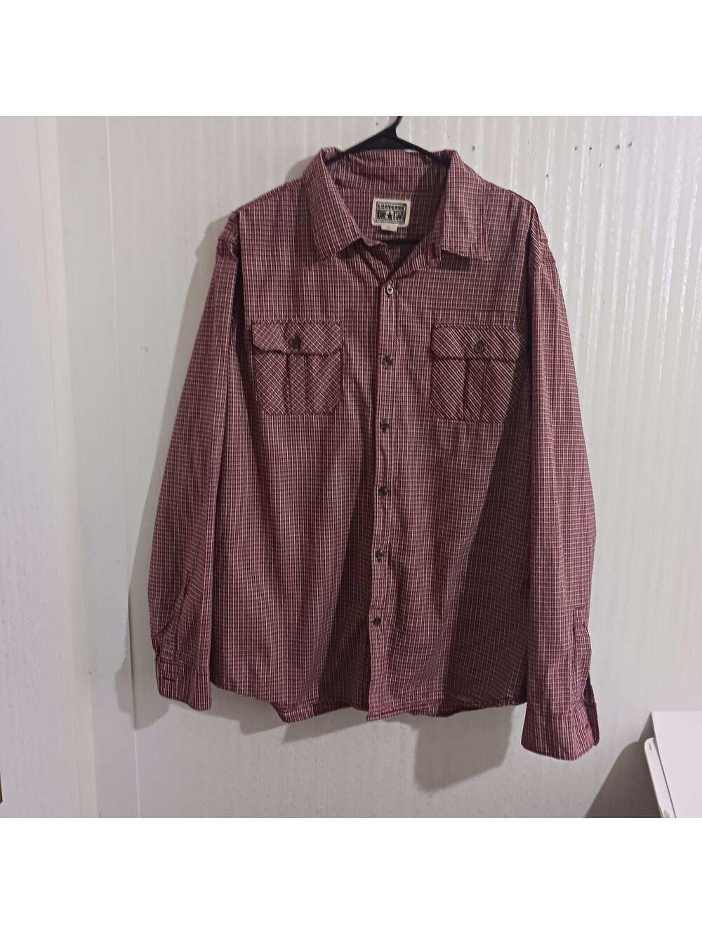 Converse One Star Men  Red Plaid  Long Sleeves Button Down Shirt  XL